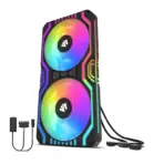 ASIAHORSE FS Matrix ARGB 240mm Fan Kit – 2x120mm PWM Fans, 48 Addressable LEDs, 800-1800 RPM, 66.5CFM Airflow, Low Noise, Aura Sync, High Cooling Performance, Black - Image 2