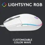 Logitech G G102 Light Sync | Wired Gaming Mouse, 8000 DPI, 6 Programmable Buttons, LIGHTSYNC RGB, Mechanical Button Tensioning, Customizable via G HUB – White - Image 5