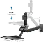 NB North Bayou Sit Stand Workstation Wall Mount Height Adjustable Sit-Stand Converter for 19''-27'' Screens with Keyboard Tray, VESA 75/100, Load Capacity from 4.4-19.8lbs | NB-D32  - Image 3