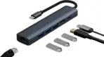 USB C HUB, 6-in-1 USB C Adapter Docking Station with 4K 30HZ 1080P HDMI,100W PD,USB3.0 * 3,RJ45 Ethernet,Compatible with MacBook Pro/Air, Other Type C Laptops Devices. - Image 2