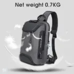 EZ EXP033 SLING BAG: Lightweight Polyester, Anti-Theft Lock, USB Port, Adjustable Strap, Hidden Pockets, Fits 9.7” iPad – Perfect for Travel, Outdoor & Urban Use | GREY-BLACK - Image 4