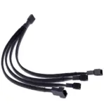 PWM Fan Splitter Cable 1-To-4 Black Mesh Sleeved – 4-Pin Female To 4x 4-Pin Male Connectors – 10 Inch Extension – Supports RPM Signal On One Fan – Compatible With 3-Pin & 4-Pin Fans - Image 6