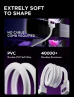 ASIAHORSE Hydrus 16-Pin ARGB GPU B Extension Cable – 700mm, 18AWG, 12V, 30A, 450W Rated Power, Premium PVC Build, Addressable RGB Lighting, White - Image 3