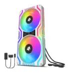 ASIAHORSE FS Matrix ARGB 240mm Fan Kit – 2x120mm PWM Fans, 48 Addressable LEDs, 800-1800 RPM, 66.5CFM Airflow, Low Noise, Aura Sync, High Cooling Performance, White - Image 2