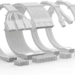 ASIAHORSE 16AWG PCIe 5.0 4KIT to 3-End 180° GPU Extension Cable – 300mm, Alloy Copper Gold-Plated Terminals, Compatible with RTX 3090Ti, 40 & 50 Series (Snow White)