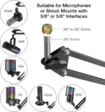 FIFINE CS1 Scissor Boom Arm Mic Stand – Black, Metal Suspension Arm with Heavy-Duty Clamp, 3/8"-5/8" Adapter, Foldable, Adjustable for Gaming, Studio & Streaming - Image 4
