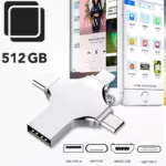 Universal OTG 512GB USB Flash Drive 4 in 1 Memory Stick ; Compatible with iPhone/iPad/Android/PC, High Speed Backup Thumb Drive Memory Stick External Storage Lightning +USB A + Micro B + Type-c ports 