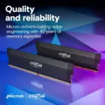 Crucial Pro DDR5 RAM 32GB Kit (2x16GB) 6400MHz (PC5 51200) CL38  1.35V , Overclocking Desktop Gaming Memory, Intel XMP 3.0 & AMD Expo Compatible | Black CP2K16G64C38U5B
