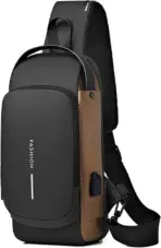 EZ EXP036 SLING BAG: Anti-Theft Lock, USB Port, Multi-Zone Storage, Reflective Safety Design, Water-Resistant Oxford Fabric – For Travel, Office, and Outdoor Use | GOLD-BLACK - Image 2