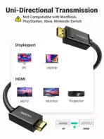UGREEN 5M DisplayPort to HDMI Cable 4K Uni-Directional | Gold-Plated Connectors | Passive DP Male to HDMI Male | Stable Signal, Shielded, Durable PVC Build - Image 6