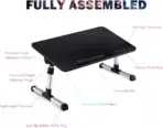 Laptop Stand D1-S 14”-17” | Adjustable Height & Angle | MDF + Aluminum Foldable Table with Wrist Pad – Black (52x30cm) - Image 2