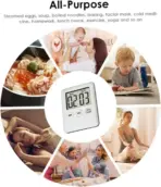AURIOL Basic Digital Stop Watch Kitchen Timer with Large LCD Display, Portable Plastic Design, Interval Timing Function, Includes Battery – White - Image 4