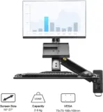 NB North Bayou Sit Stand Workstation Wall Mount Height Adjustable Sit-Stand Converter for 19''-27'' Screens with Keyboard Tray, VESA 75/100, Load Capacity from 4.4-19.8lbs | NB-D32  - Image 7