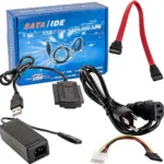 SATA/PATA/IDE Drive to USB 2.0 Adapter Converter Cable for 2.5/3.5 Inch Hard Drive/5 inch Optical Drive with External AC Power Adapter