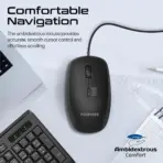 Promate Wired Keyboard and Mouse Combo, Ergonomic Slim Full-Size Quiet Keyboard, 2400 DPI Ambidextrous Mouse, Spill-Resistance, Media Keys, Plug and Play for Windows , iMac, MacBook Pro, Dell, Combo-CM4 - EN/AR - Image 8