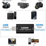 4K HDMI Video Capture Card for Streaming, Gaming, Live Broadcasting - Plug and Play Audio Capture Adapter HDMI to USB 2.0