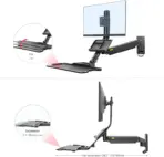 NB North Bayou Sit Stand Workstation Wall Mount Height Adjustable Sit-Stand Converter for 19''-27'' Screens with Keyboard Tray, VESA 75/100, Load Capacity from 4.4-19.8lbs | NB-D32  - Image 5
