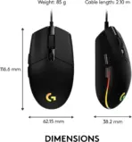 Logitech G102 Light Sync Gaming Wired Mouse RGB Lighting, 6 Programmable Buttons, 8 k dpi Tracking,16.8mn Color, Light Weight - Black - Image 4