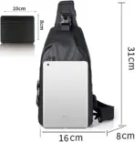 EZ EXP034 SLING BAG: Waterproof Crossbody Daypack with USB Port, Slim Wallet Pocket, Unisex, Multi-Use for Travel, Cycling, Work | BLACK - Image 3