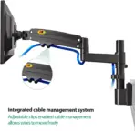 NB D21 Monitor Wall Mount Arm – 22"–35" Screen Support, 9kg Load, 360° Rotation, ±180° Swivel, +85°/-30° Tilt, VESA 75/100mm, Retractable 530mm, ABS & Aluminum Build , Cable Management - Image 6