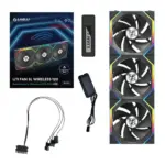 Lian Li UNI Fan SL-Infinity Wireless 120 - Triple Pack (Reverse Blade) - 2.4 GHz Wireless Signal ARGB Fan Control - Double Infinity Mirror - Low Noise - Controller Included - Black