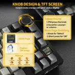 ATTACK SHARK X820 Ultra 75% Tri-Mode Gasket Mechanical Keyboard With Smart TFT Display, Metal Knob, Hot-Swappable Linear "SHARK" Switches, 4000mAh Battery, And RGB Backlight | Star Black - Image 7