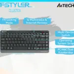 A4Tech FBK11 Wireless Keyboard - Bluetooth & 2.4G Wireless - Pair up to 4 Devices - Multimedia Hot Keys Access - Spill Proof - Portable - Dark Grey