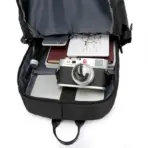 Laptop Backpack – Holds Up to 15.6″ Laptops & Tablets – Oxford Textile – Waterproof – Recharge USB Port – Minimalist Design  – International Travel Carry On Approved – Anti-theft Hidden Pockets – BLACK - Image 9