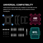 GAMDIAS AURA GL240 V2 ARGB AIO CPU Liquid Cooler , 240mm Radiator, 2 x 120mm PWM Fans, Cooling System w/ Hidden Cable Design, Rotatable Mirror Style ARGB Pump for Intel/AMD Ryzen - BLACK AURA-GL240-V2-B - Image 9