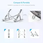 Ultra Compact Laptop Riser Stand | 6 Levels of Height Adjustable Portable Laptop Holder for Desk | Aluminum Foldable Laptop Riser, Compatible with  ALL Laptops up to 17.3 Inch Size | Silver - Image 3