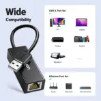 UGREEN Ethernet Adapter USB to 10 100 Mbps Network Adapter RJ45 Wired LAN Adapter for Laptop PC Compatible with Nintendo Switch Wii U MacBook Chromebook Surface Windows macOS Linux - 20254