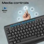 Promate Wired Keyboard and Mouse Combo, Ergonomic Slim Full-Size Quiet Keyboard, 2400 DPI Ambidextrous Mouse, Spill-Resistance, Media Keys, Plug and Play for Windows , iMac, MacBook Pro, Dell, Combo-CM4 - EN/AR - Image 5