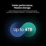 Samsung 990 EVO Plus 4TB NVMe M.2 SSD With PCIe 4.0 x4 / 5.0 x2, 7,250MB/s Read, 6,300MB/s Write, 1.4M IOPS, V-NAND TLC, HMB Cache, AES-256, 2,400TBW | MZ-V9S4T0BW - Image 3