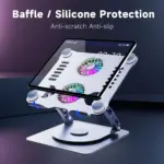 N82 Laptop Cooler with Dual RGB Fans & 360° Rotating Base – Foldable Stand for 12"-15.9" Laptops, Aluminum + Silicone + ABS
