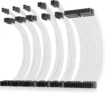 AsiaHorse 16AWG 6KIT DOUBLE White Sleeved PSU Cable Extension Kit – 24-Pin ATX, Dual 4+4 CPU EPS, 3x PCI-E 6+2, Gold-Plated Terminals, 300mm, High-Density PET Braided