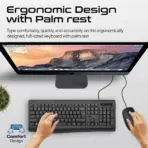 Promate Wired Keyboard and Mouse Combo, Ergonomic Slim Full-Size Quiet Keyboard, 2400 DPI Ambidextrous Mouse, Spill-Resistance, Media Keys, Plug and Play for Windows , iMac, MacBook Pro, Dell, Combo-CM4 - EN/AR - Image 6