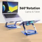 N82 Laptop Cooler with Dual RGB Fans & 360° Rotating Base – Foldable Stand for 12"-15.9" Laptops, Aluminum + Silicone + ABS - Image 6