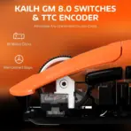 ATTACK SHARK X3 Orange Tri-Mode Wireless Gaming Mouse | 49g Ultralight, PAW3395 Sensor, 26K DPI, Kailh GM8.0 Switches, 650 IPS, 50G, BT/2.4G/USB-C, 5 Programmable Buttons - Image 5