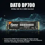 DATO DP700 512GB NVMe SSD | PCIe Gen3x4 | 2500MB/s Read, 1700MB/s Write | M.2 2280 | Low Power, High Speed | Laptop & Desktop Compatible | Black