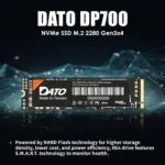 DATO DP700 512GB NVMe SSD | PCIe Gen3x4 | 2500MB/s Read, 1700MB/s Write | M.2 2280 | Low Power, High Speed | Laptop & Desktop Compatible | Black