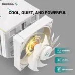 DeepCool AK620 Digital White ARGB CPU Air Cooler Mighty 260w TDP 6 Copper Heatpipes Dual-Tower with Status Display Screen and ARGB LED Strips 120mm FDB Fan - Image 4