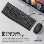 Promate Wired Keyboard and Mouse Combo, Ergonomic Slim Full-Size Quiet Keyboard, 2400 DPI Ambidextrous Mouse, Spill-Resistance, Media Keys, Plug and Play for Windows , iMac, MacBook Pro, Dell, Combo-CM4 - EN/AR - Image 2