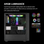 GAMDIAS AURA GL240 V2 ARGB AIO CPU Liquid Cooler , 240mm Radiator, 2 x 120mm PWM Fans, Cooling System w/ Hidden Cable Design, Rotatable Mirror Style ARGB Pump for Intel/AMD Ryzen - BLACK AURA-GL240-V2-B - Image 7