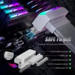 AsiaHorse 24 Pin 90° ATX Adapter with ARGB Lighting | Easy Cable Management, 5V 3-Pin Sync, 6 Addressable LEDs, Universal ATX Compatibility - White - Image 4