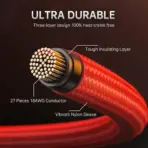 AsiaHorse 16AWG 6KIT DOUBLE Red Sleeved PSU Cable Extension Kit – 24-Pin ATX, Dual 4+4 CPU EPS, 3x PCI-E 6+2, Gold-Plated Terminals, 300mm, High-Density PET Braided - Image 3