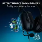 Razer BlackShark V2 X - Wired Esports Headset for PlayStation console PS5 , SWITCH , XBOX , & PC ;  Razer™ HyperClear Cardioid Microphone ; 50mm Razer™ TriForce Drivers ; Passive noise cancellation ; 3.5mm connector ; 240g| Black - Image 7