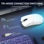 ATTACK SHARK R1 White Tri-Mode Gaming Mouse | 49g Superlight, 800–18000 DPI, PAW3311 Sensor, 200h Battery, USB-C, BT5.2, RGB, HUYU Switches, TTC Encoder, Self-Developed Driver - Image 4