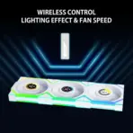 Lian Li UNI Fan SL LCD Wireless 120mm ARGB Fan - Triple Pack - 1.6" LCD -  2.4 GHz Wireless Signal for RGB & Fan Control - Daisy-Chain Design - Controller Included and Required - White (12SLLCD1W3W) - Image 2
