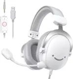 FIFINE AmpliGame H9 Gaming Headset White – 7.1 Surround Sound, 3.5mm + USB Dual Connectors, Detachable Mic, Noise Canceling, Over-Ear Comfort, PC/PS5/Xbox/Switch - Image 2