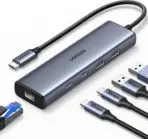 UGREEN 6‑in‑1 USB‑C Hub (Model 45320 CM512) – 10 Gbps USB‑C & USB‑A, 100 W Power Delivery, Gigabit Ethernet, SD/TF Card Slots – Space Grey - Image 2